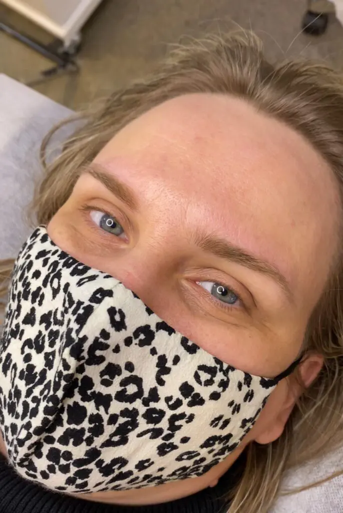 Client's brows before permanent makeup treatment