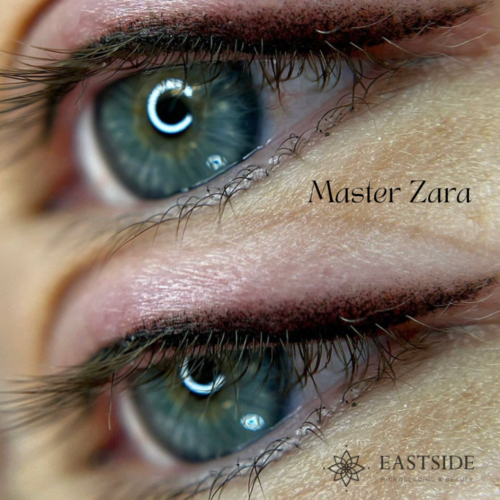 Fresh lash line enhancement, close up detail