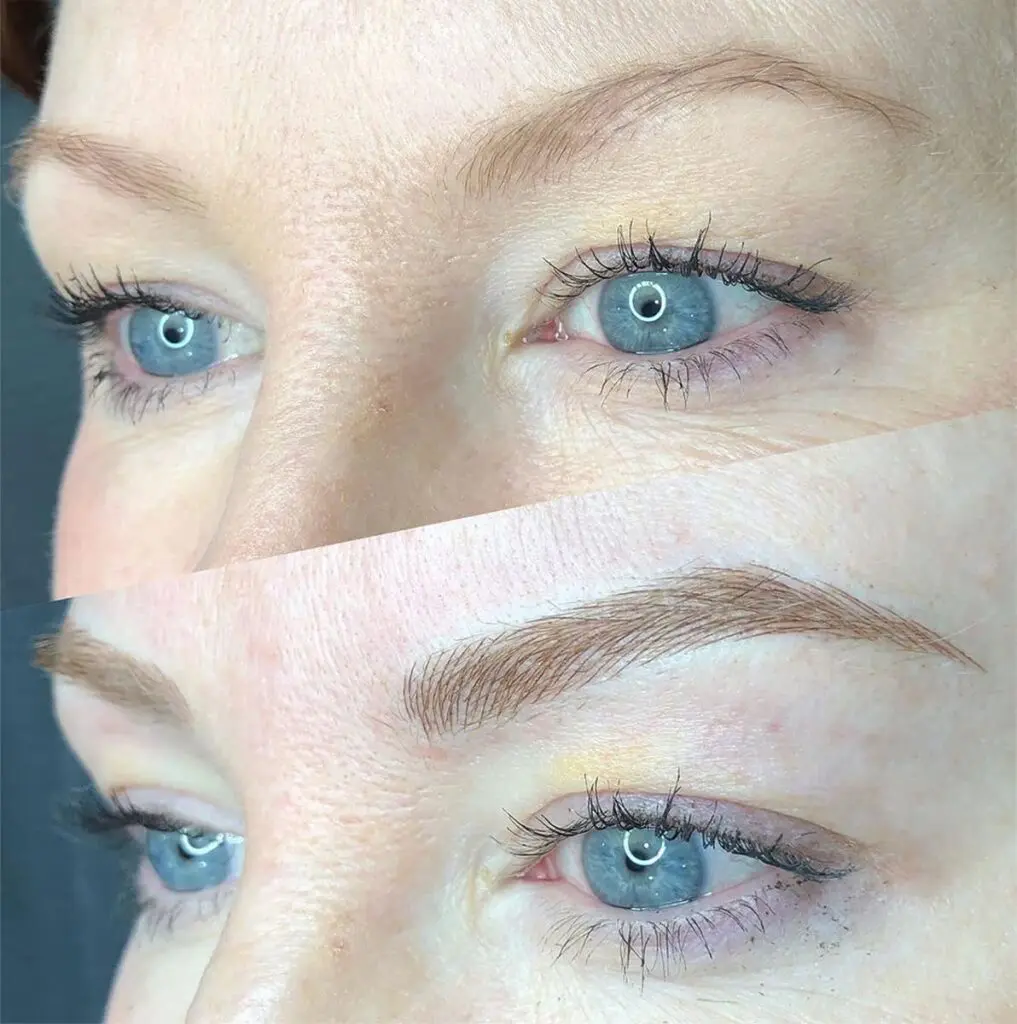 Student brow work before and after treatment