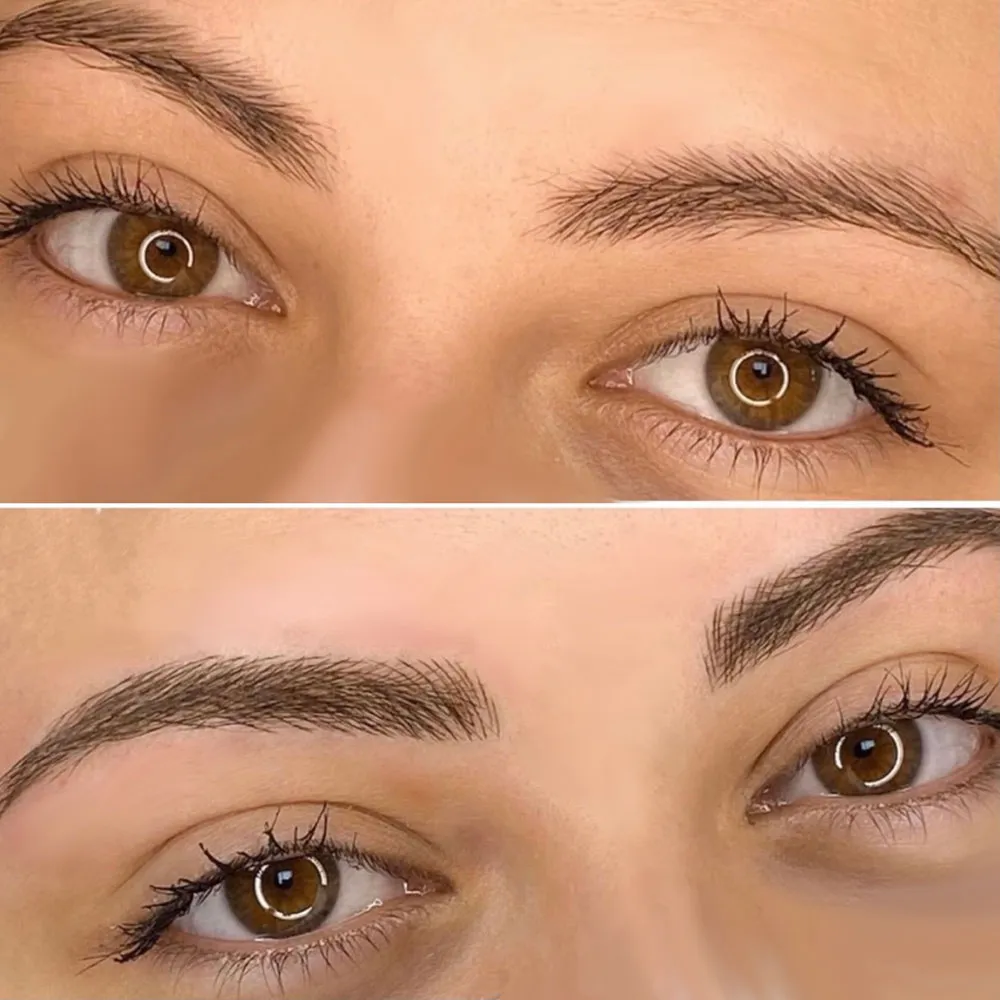 Student microblading work before and after treatment