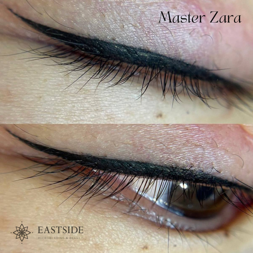 Permanent eyeliner before and after treatment by Zara