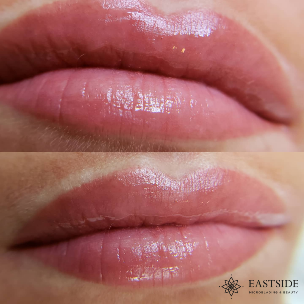 Healed lip blushing result at Eastside Microblading & Beauty