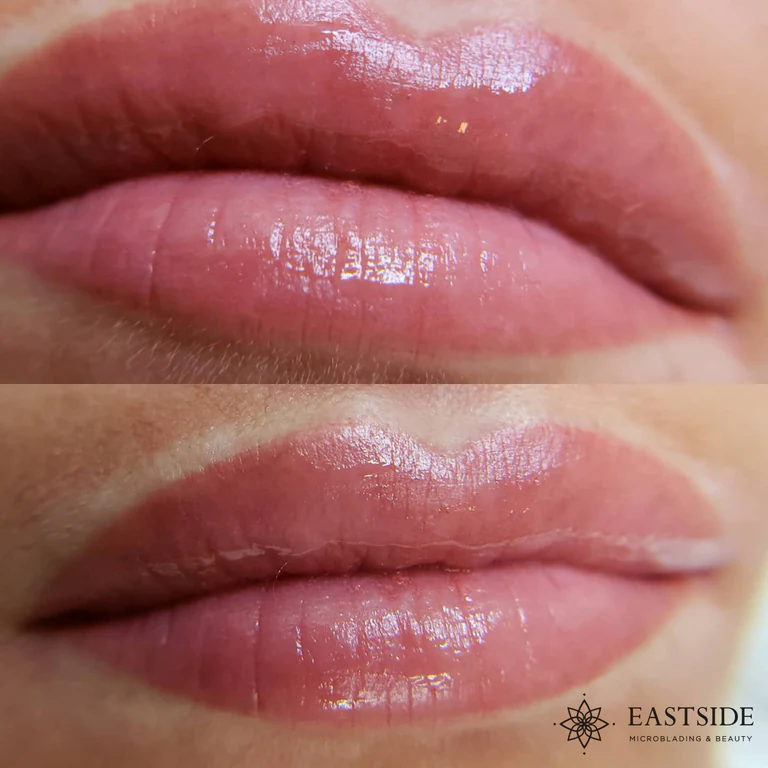 Healed lip blushing result at the Eastside Microblading & Beauty Bellevue studio